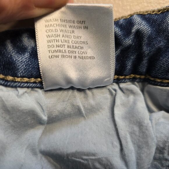 Kancan Jeans Women's 28 Blue Medium Wash Button Fly Rolled Raw Hem Cropped - Picture 5 of 16